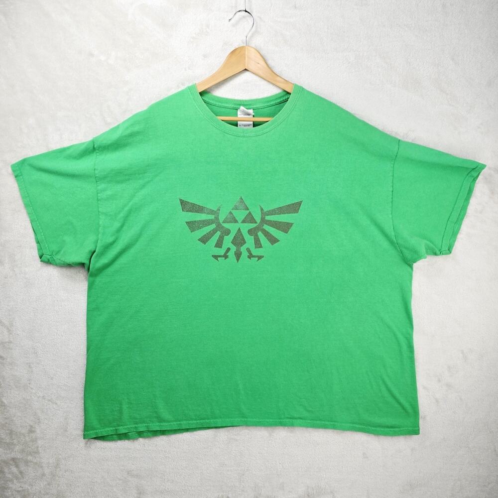 Legend Of Zelda Hyrule Crest Shirt Mens 3XL Green Triforce Nintendo Link Tee